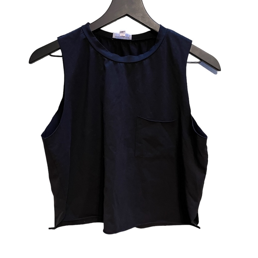 Super down black cropped muscle shirt size small
